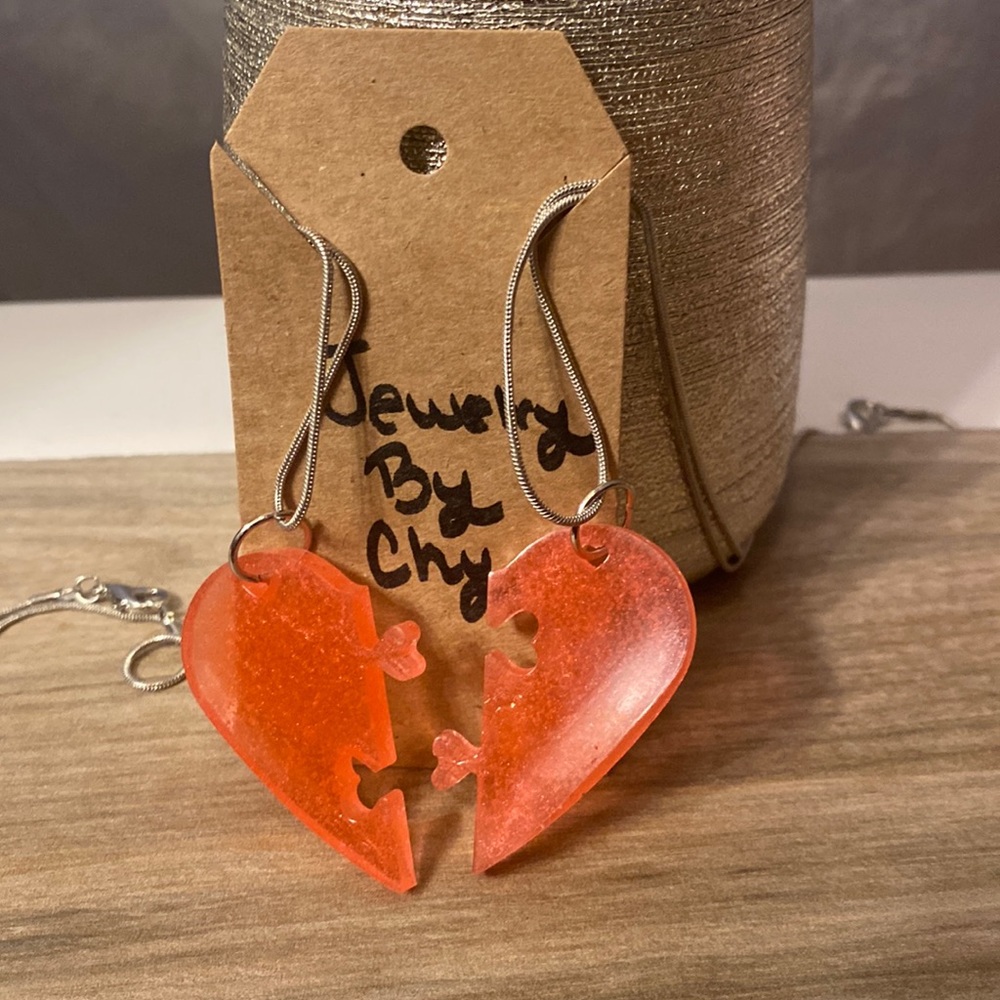 Handmade resin matching necklaces